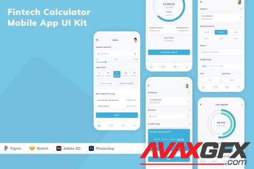 Fintech Calculator Mobile App UI Kit JHLTSC3