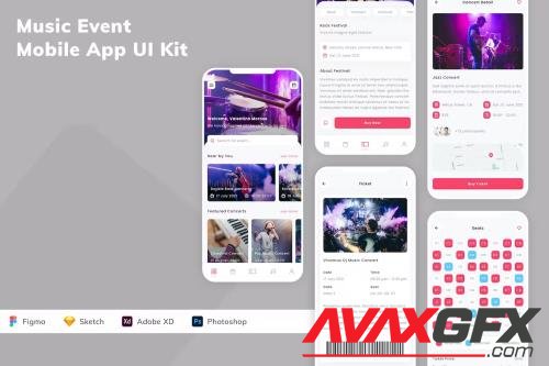 Music Event Mobile App UI Kit HUTD53Y