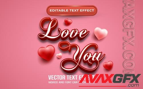 Vector love you editable text effect valentines themed