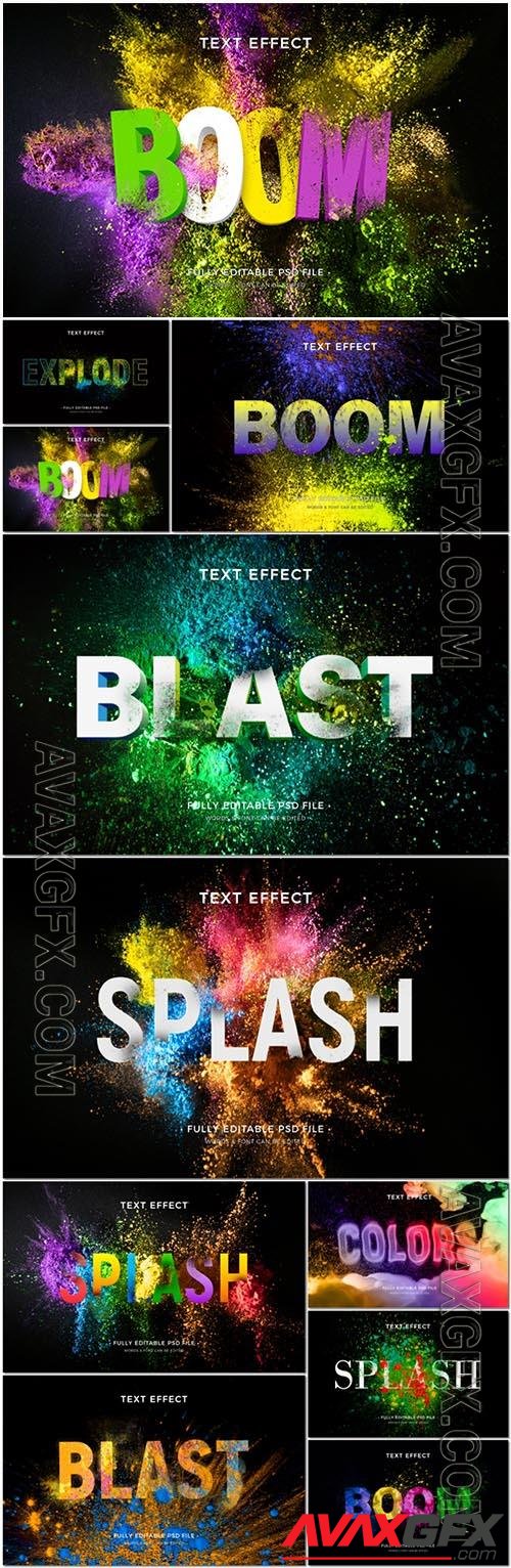 Psd text effect blast, boom, splash, colors, explode