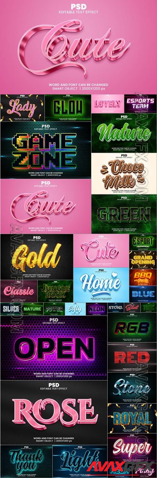 Psd style text effect editable set vol 153