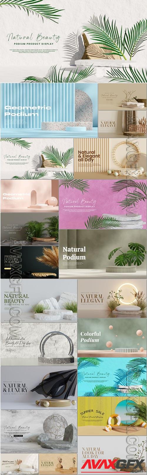 Set podium for product presentation in psd format