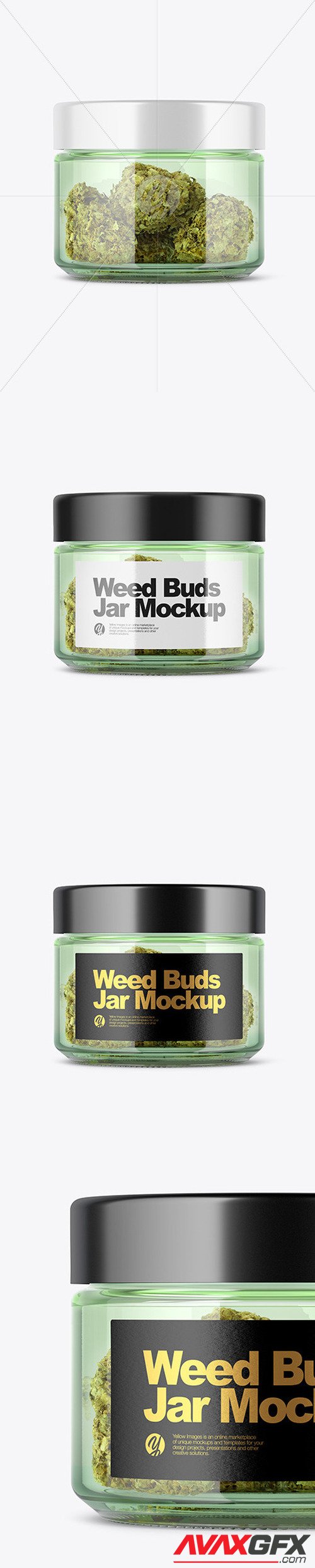 Green Glass Jar with Weed Buds Mockup 51629 TIF