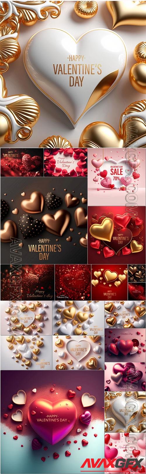 Happy valentine's day psd set backgrounds