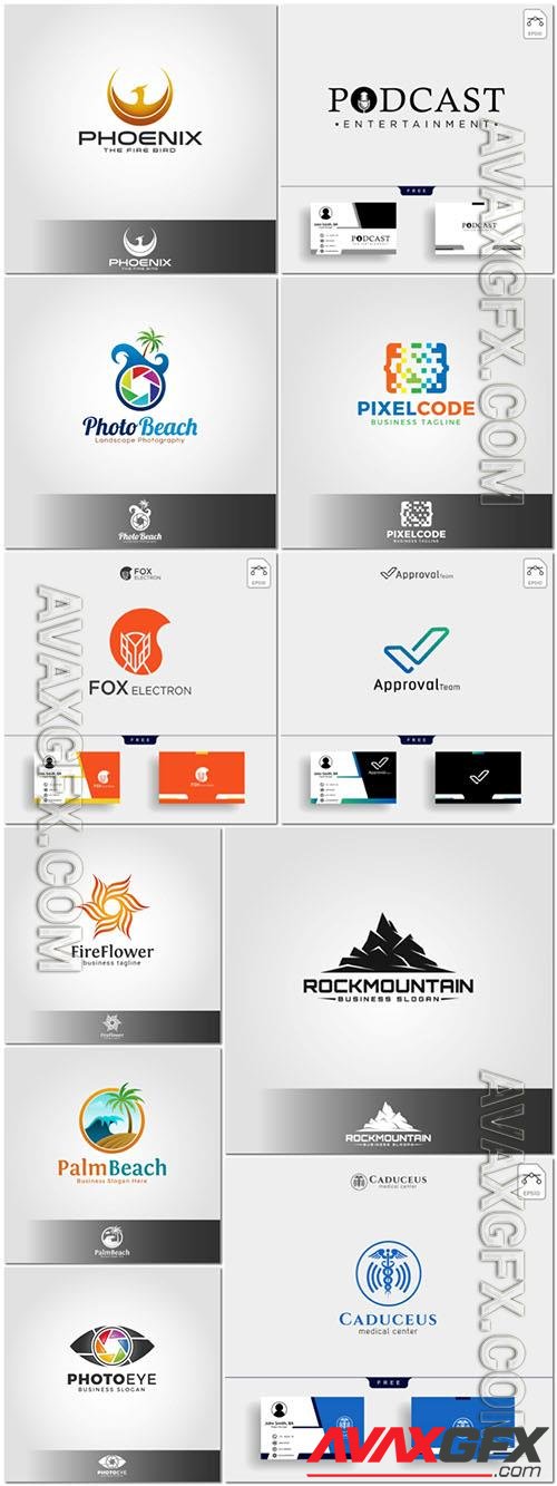 Set logo and business card vector template design