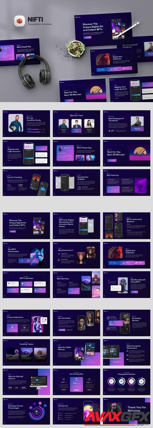 NiFTi App - NFT Mobile App & SAAS Powerpoint SS7LMBK