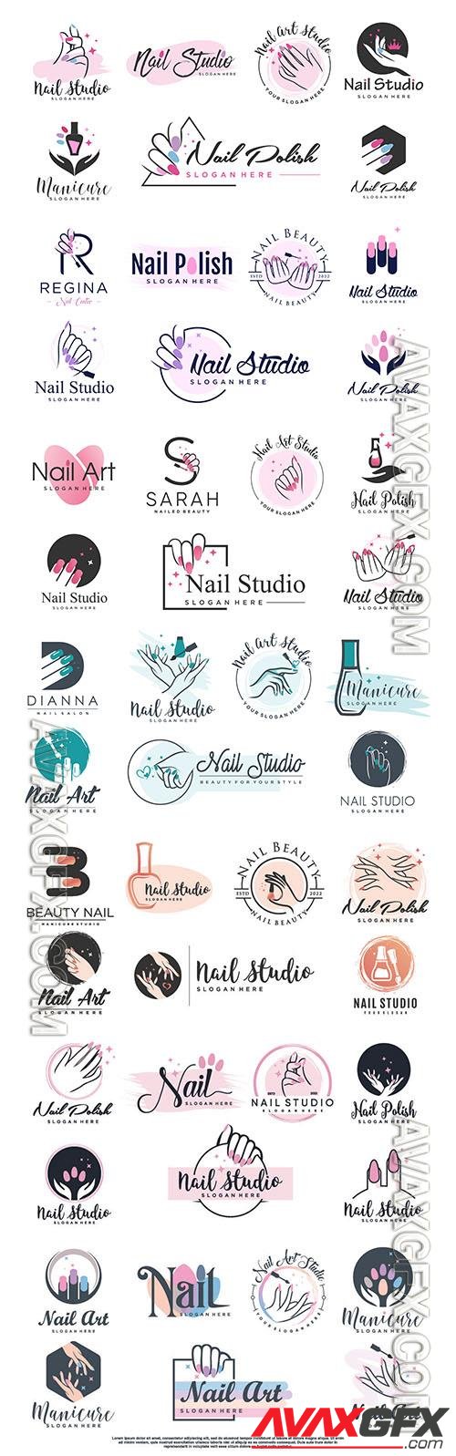Vector nail salon icon logo design with creative unique style