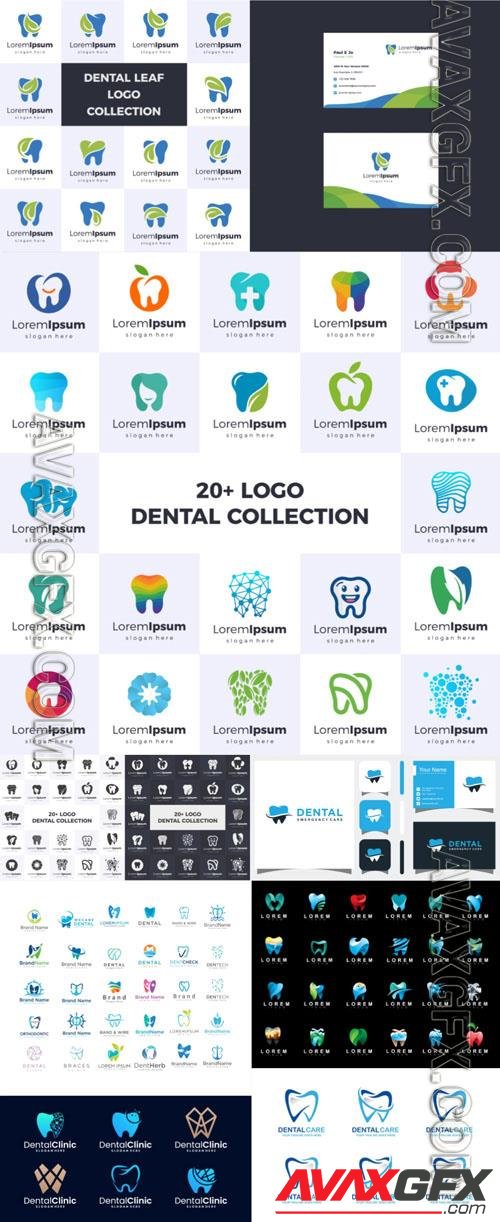 Dental vector set  leaf logo design collection