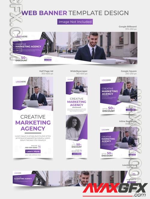 Vector creative marketing agency web ads and web banner template bundle design