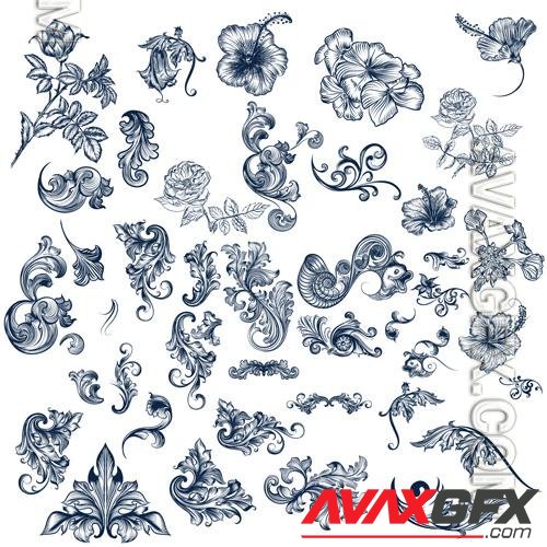 Swirls, decorative vector beautiful ornaments collection