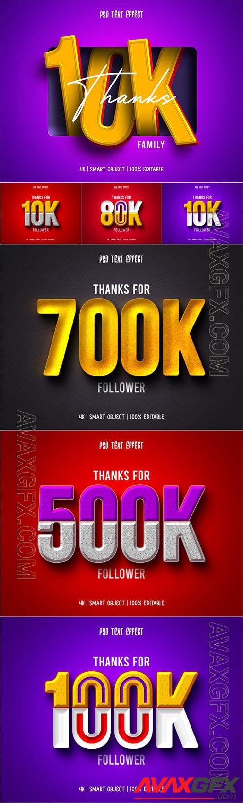 PSD number followers celebration text effect