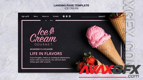 Ice cream concept landing page template psd
