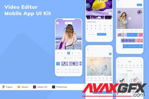 Video Editor Mobile App UI Kit DRV2W92