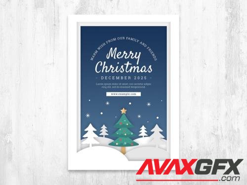 Adobestock - Winter Card Layout with Snowy Vista and Christmas Tree 393169905