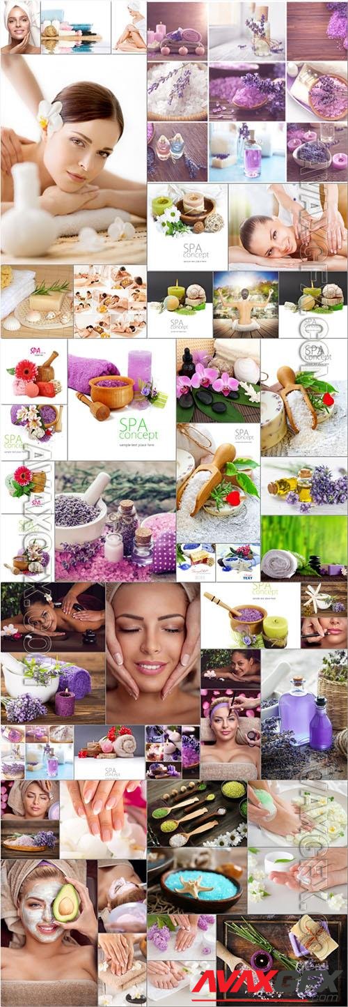 Women, beauty in health, spa backgrounds - 50 stock photo collection