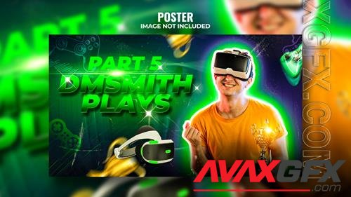 PSD new modern glow effect video game review youtube channel thumbnail and web banner