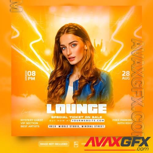 PSD lounge party night club flyer square flyer template