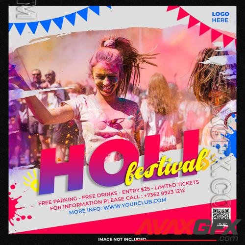 PSD happy holi festival social media posts