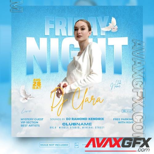 PSD all white party flyer square template