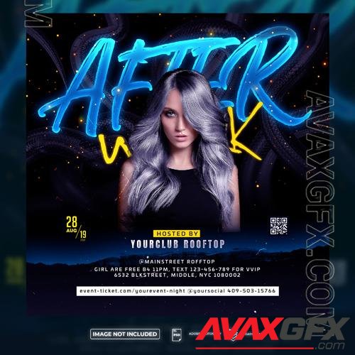PSD after work night party night club flyer square flyer template