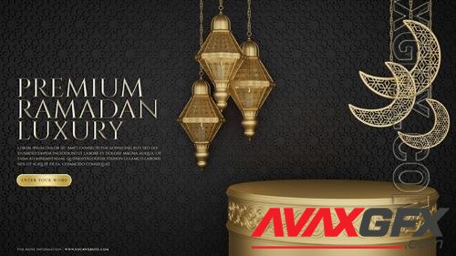 PSD premium luxury ramadan gold podium