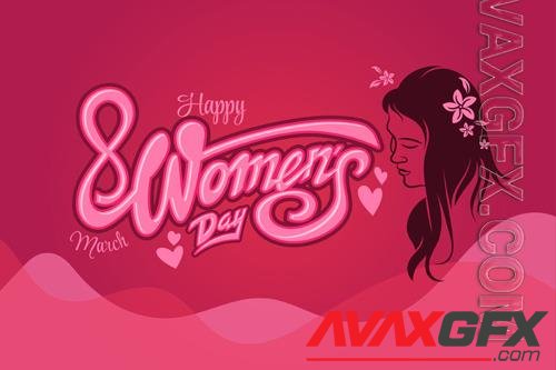 Vector happy women day greeting with illustration and lettering