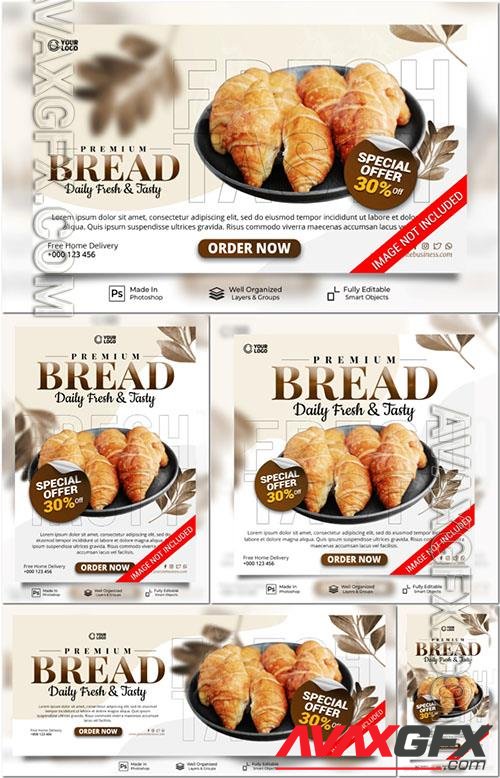 Premium menu bread fresh tasty psd post website banner template