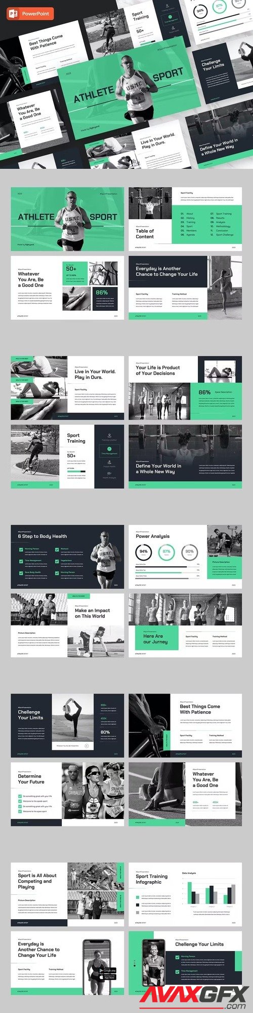 ATHLETE - Sport & Fitness Powerpoint Template [PPTX]