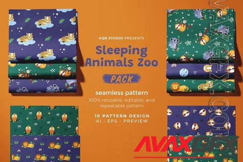 Sleeping Animals Zoo beautiful textures - Seamless Pattern