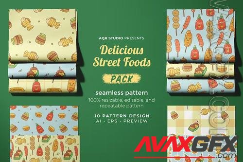 Delicious Street Foods beautiful textures - Seamless Pattern