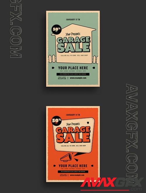 Retro Garage Sale Flyer Layouts-187521100 [Adobestock]