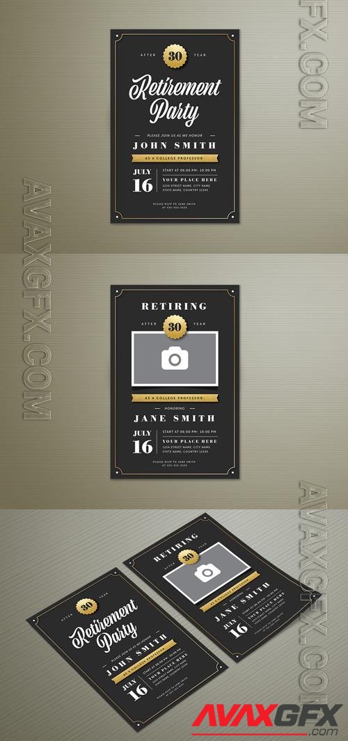 Retirement Party Invitation Layout with Gold Accents-196243602 [Adobestock]