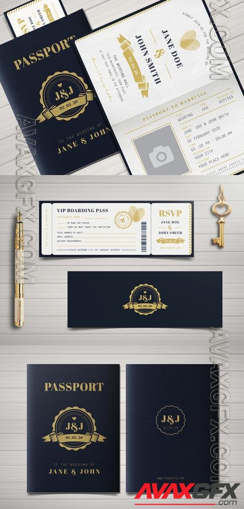 Passport Wedding Invitation Set 1-196234956 [Adobestock]