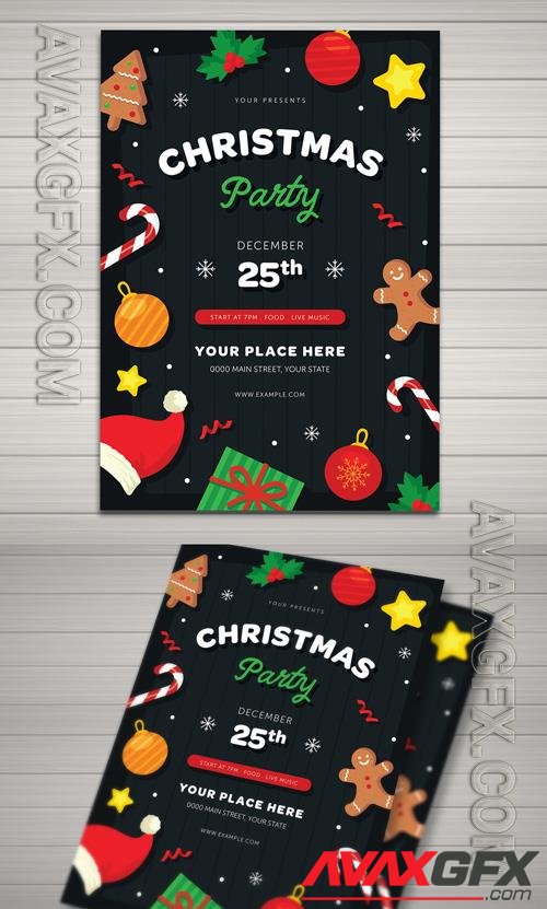 Christmas Party Flyer with Festive Vector Illustrations-180924063 [Adobestock]