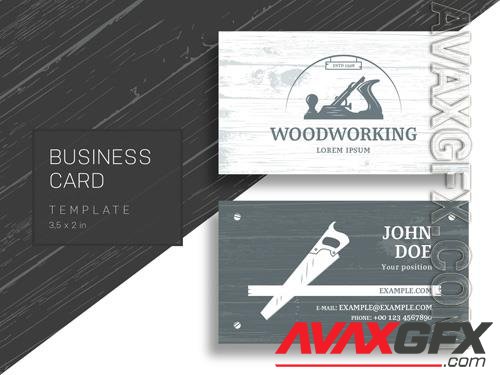 Business Card with Carpentry Tools and Wood Grain Background-186549216 [Adobestock]