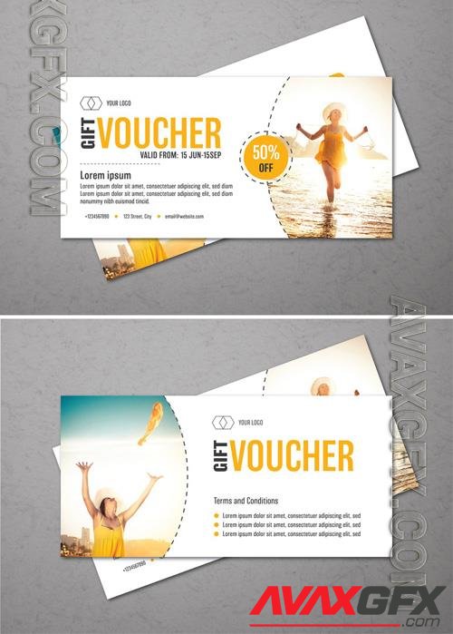 Bright Gift Voucher Layout with Summer Photo 161001186 [Adobestock]