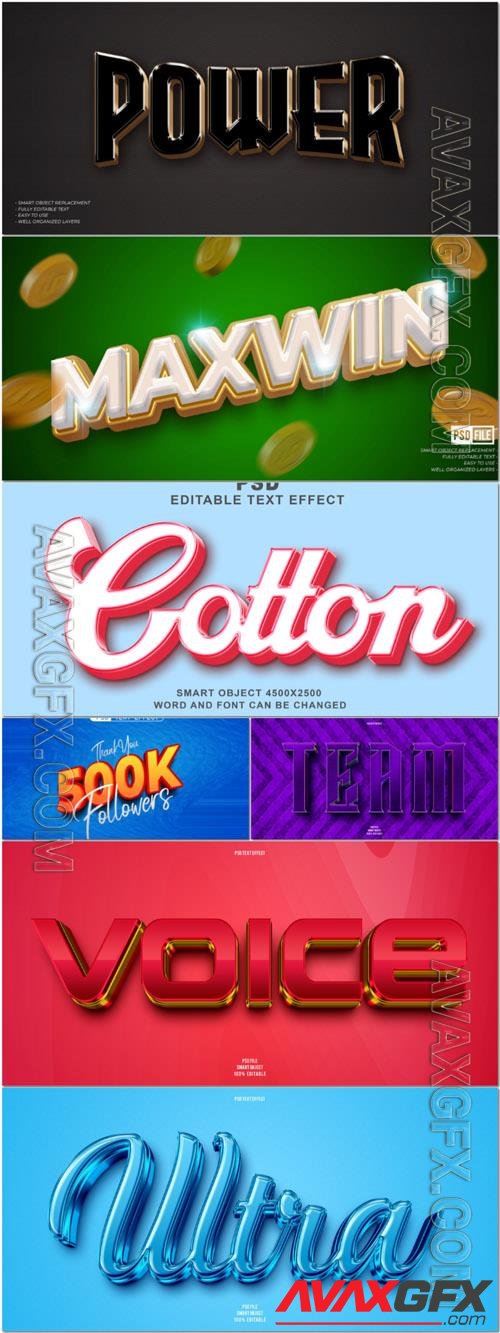 Psd style text effect editable set creativity and design vol 173