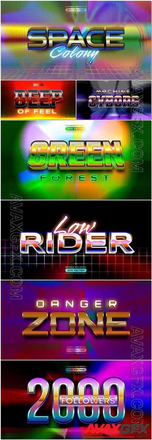Vector beautiful retro text effect real young futuristic editable 80s classic style