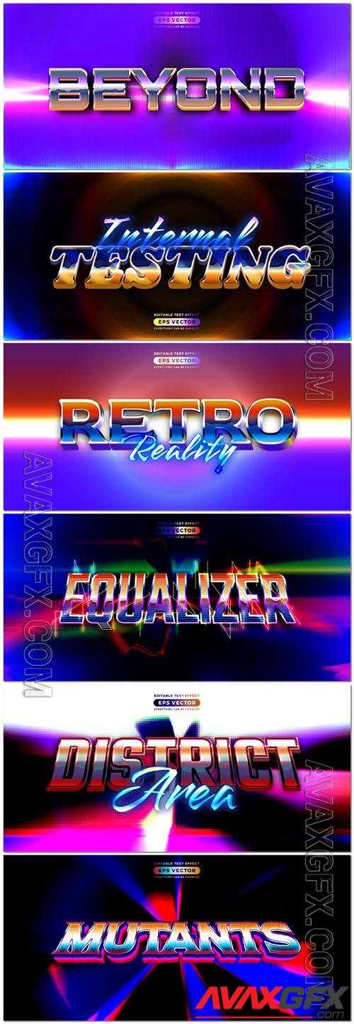 Vector beautiful retro text effect real young futuristic editable 80s classic style vol 5