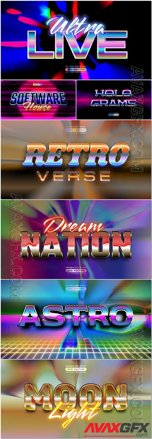 Vector beautiful retro text effect real young futuristic editable 80s classic style vol 4