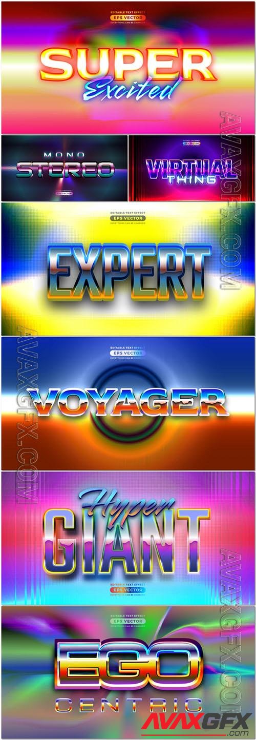 Vector beautiful retro text effect real young futuristic editable 80s classic style vol 3