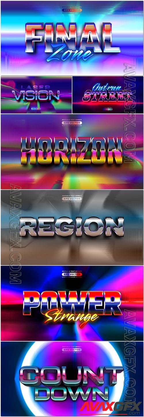 Vector beautiful retro text effect real young futuristic editable 80s classic style vol 2