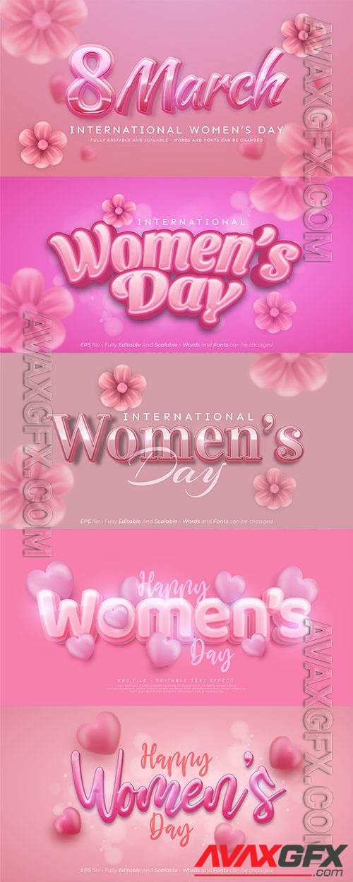 Vector happy women's day text effect editable three dimension text style