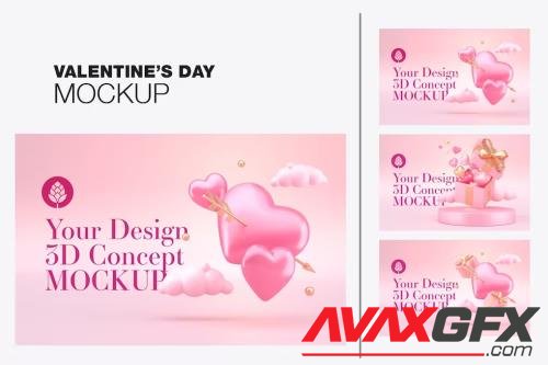 Set Valentine's Day Concept Mockup  [PSD]