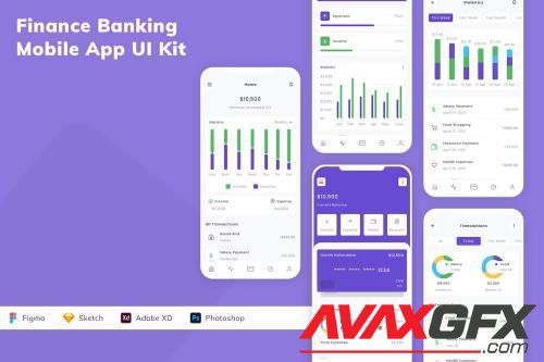 Finance Banking Mobile App UI Kit VUZXYBS