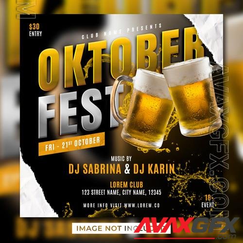 PSD oktoberfest party flyer social media post template banner beautiful design