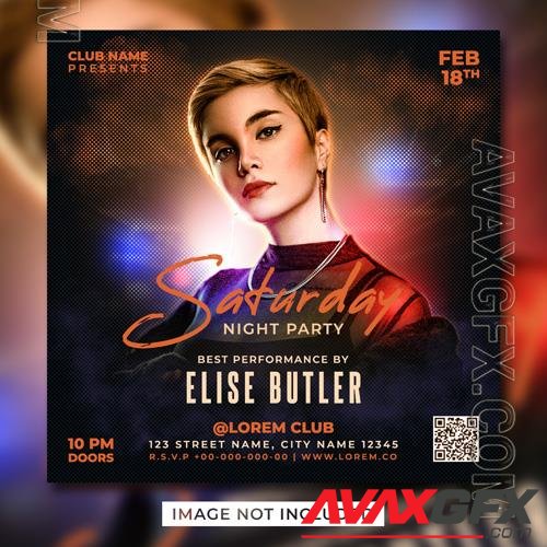 Dj club party flyer social media post beautiful design template banner