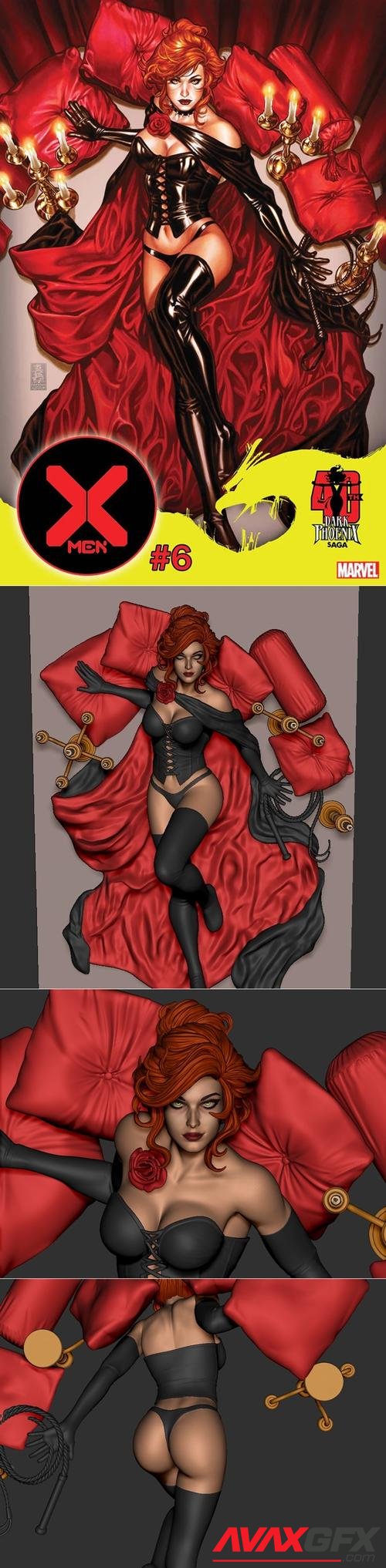 Black Queen Jean Grey 3D Print