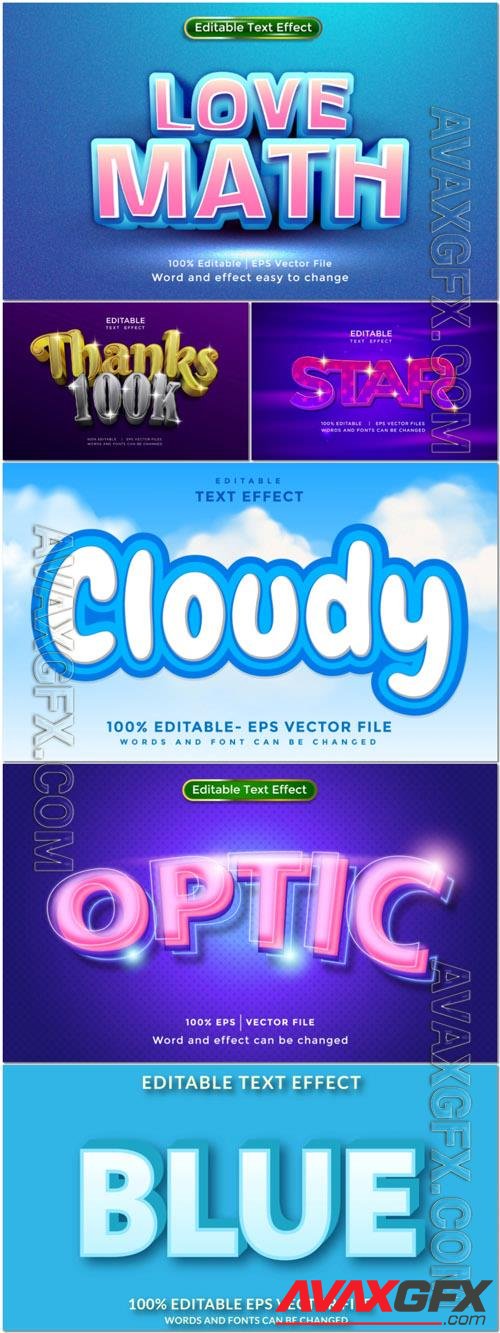 Vector 3d text editable, cloudy, optic, text effect font vol 48