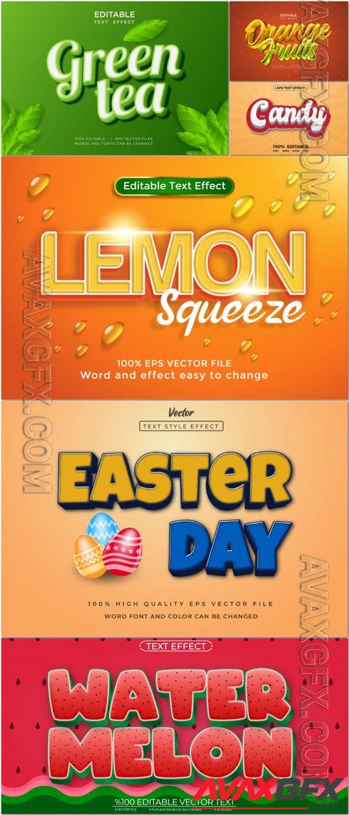 Vector 3d text editable, easter, candy, text effect font vol 45